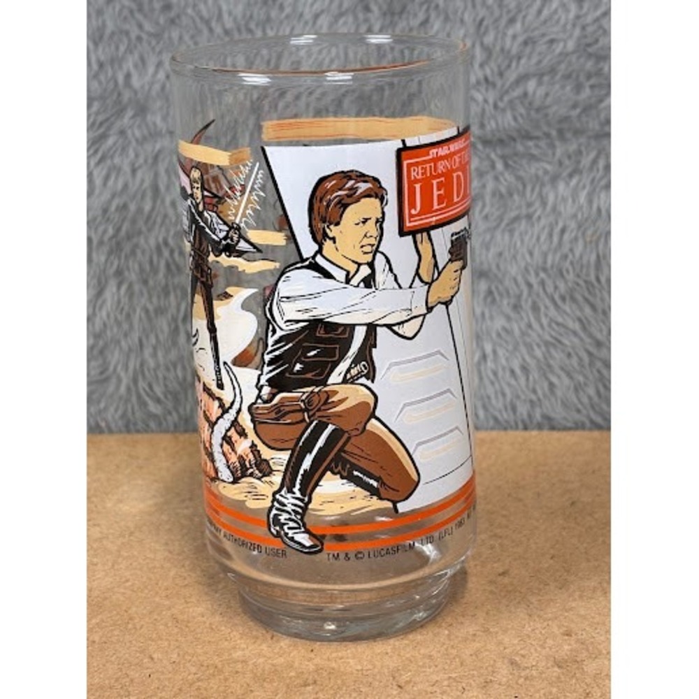 Vintage 1983 Star Wars Return of the Jedi Burger King Glass Han Solo Luke